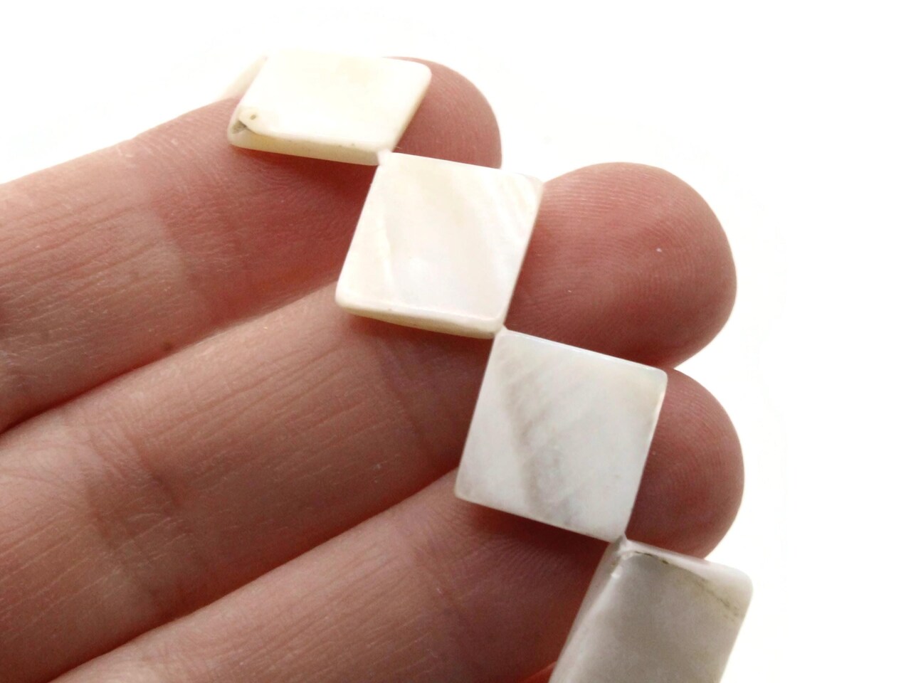 12 16mm White Diamond Seashell Diagonal Drilled Flat Square Beads Natural Shell Beads